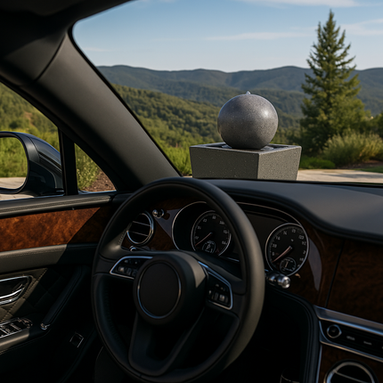 MDA Designs Osiris Outdoor Sphere and Column Water Feature LED Lit Self-Contained Garden and Patio Water Fountain