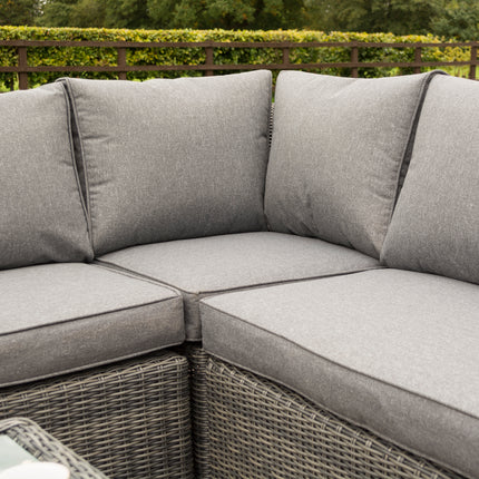 Outdoor Two-Piece Rattan Effect Furniture Set with Frosted Glass Top Table in Natural Grey