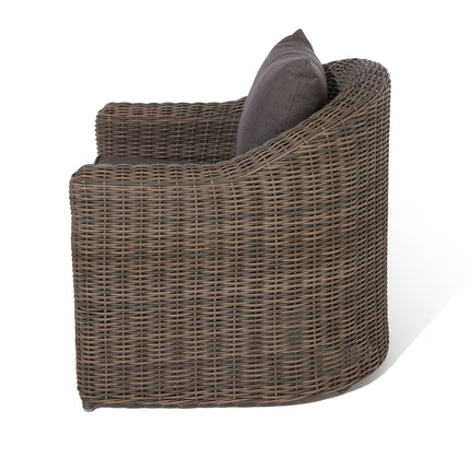 Outdoor Four-Piece Rattan Effect Furniture Set with Frosted Glass Top Table in Neutral Tones