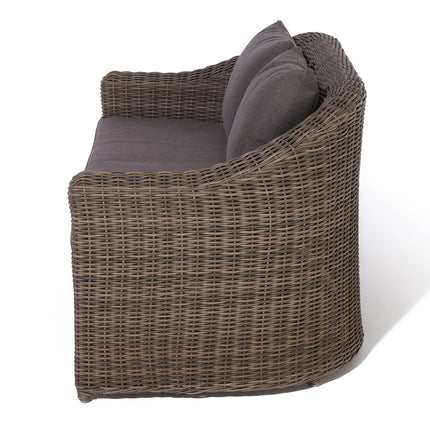 Outdoor Four-Piece Rattan Effect Furniture Set with Frosted Glass Top Table in Neutral Tones