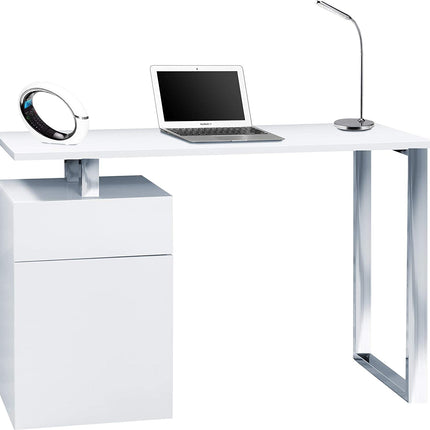 Centurion Supports CALISTA Gloss White with Brushed Steel Legs Contemporary Home Office Computer Desk - Grade A