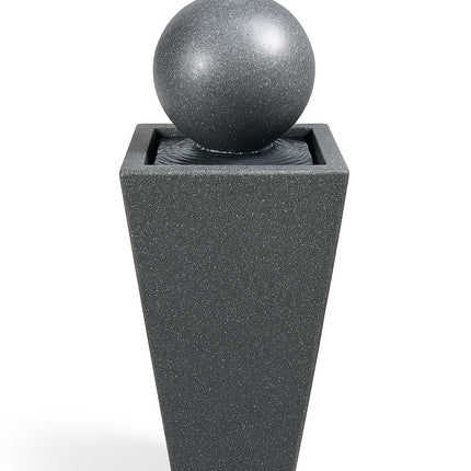 MDA Designs Osiris Outdoor Sphere and Column Water Feature LED Lit Self-Contained Garden and Patio Water Fountain
