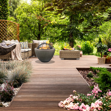 Centurion Supports Fireology DIABLO Contemporary Garden and Patio Heater Fire Pit Brazier and Barbecue with Concrete Stone-Effect Finish - Fully Assembled - Grade A