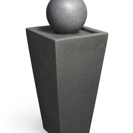 MDA Designs Osiris Outdoor Sphere and Column Water Feature LED Lit Self-Contained Garden and Patio Water Fountain