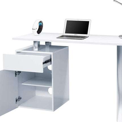 Centurion Supports CALISTA Gloss White with Brushed Steel Legs Contemporary Home Office Computer Desk - Grade A