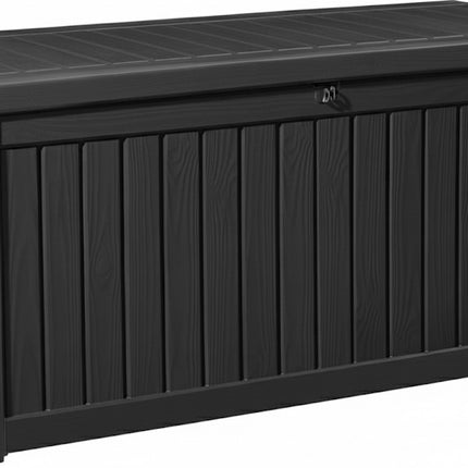 Centurion Supports TUNGSTEN 450 Litre 119 Gallon Waterproof Extra Large Lockable Easy-Open Garden Storage Box Outdoor Organiser in Black