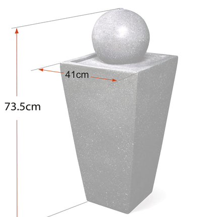 MDA Designs Osiris Outdoor Sphere and Column Water Feature LED Lit Self-Contained Garden and Patio Water Fountain