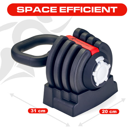 Strongology ELEMENT10 Home Fitness Black and Red Adjustable Smart Kettlebell from 1kg up to 10kg Training Weights