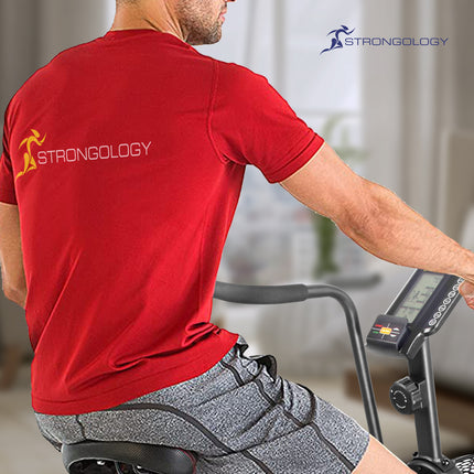 Strongology TITANIUM Assault Bike Adjustable Resistance Dual Belt Magnetic 24” Fan Professional Air Bike with Clear LCD Display