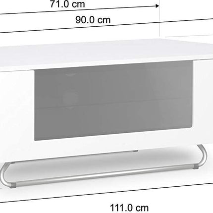 Centurion Supports Hampshire Corner-Friendly Gloss White with Beam-Thru Remote Friendly Door 26"-50" Flat Screen TV Cabinet with 16 Colour LED Lights