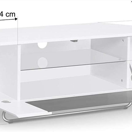 Centurion Supports Hampshire Corner-Friendly Gloss White with Beam-Thru Remote Friendly Door 26"-50" Flat Screen TV Cabinet with 16 Colour LED Lights