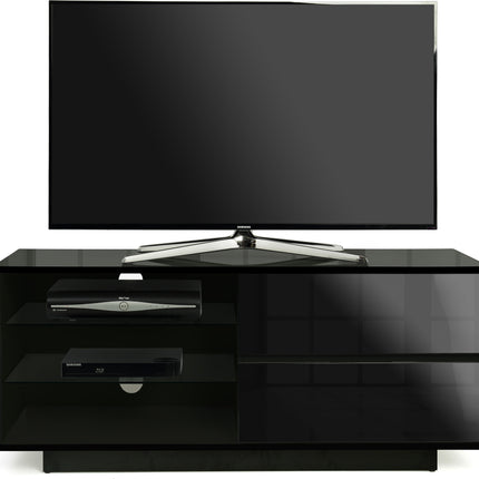 Centurion Supports Gallus Gloss Black with 2-Black Drawers and 3-Shelf 32"-55" LED/LCD/Plasma Cabinet TV Stand