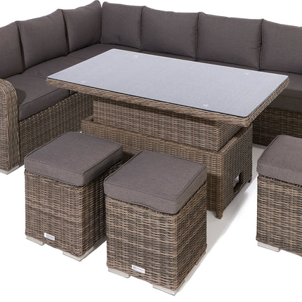 Convertible Height Adjustable Outdoor Rattan Effect 5-Piece Furniture Set in Natural Weave