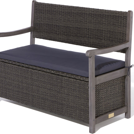 150L Underseat Storage Two-Seater Bench in Contemporary Grey Wash