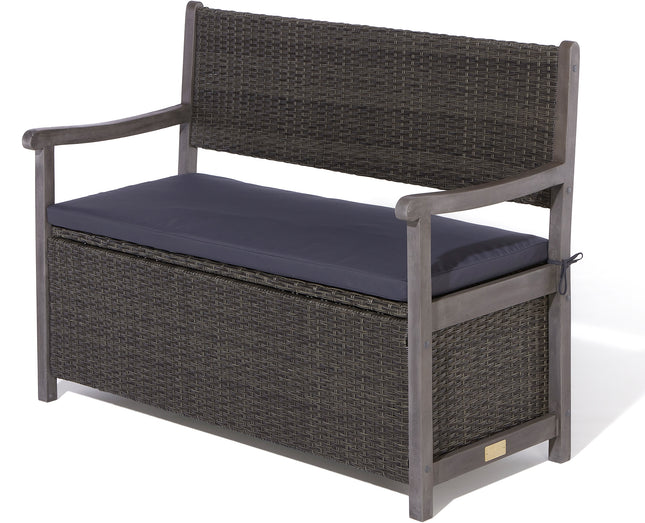 150L Underseat Storage Two-Seater Bench in Contemporary Grey Wash