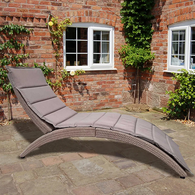 Foldable Half-Moon Outdoor Seating Set with Warm Grey Cushion