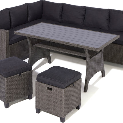 8-Piece Outdoor Rattan Effect Dining Set in Grey