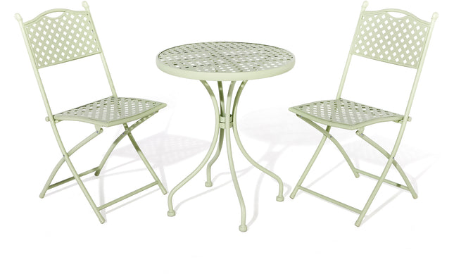 Outdoor Pressed Lattice Design 3-Piece Bistro Set in Sage Green