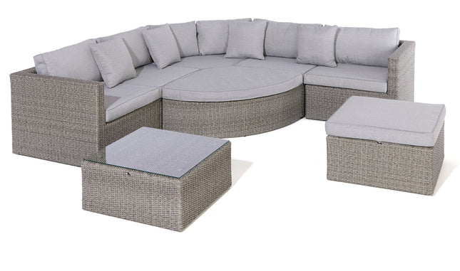 Spacious Multi-Piece Outdoor Rattan Effect Furniture Set in Light Grey