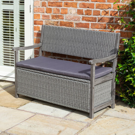 150L Underseat Storage Two-Seater Bench in Contemporary Grey Wash