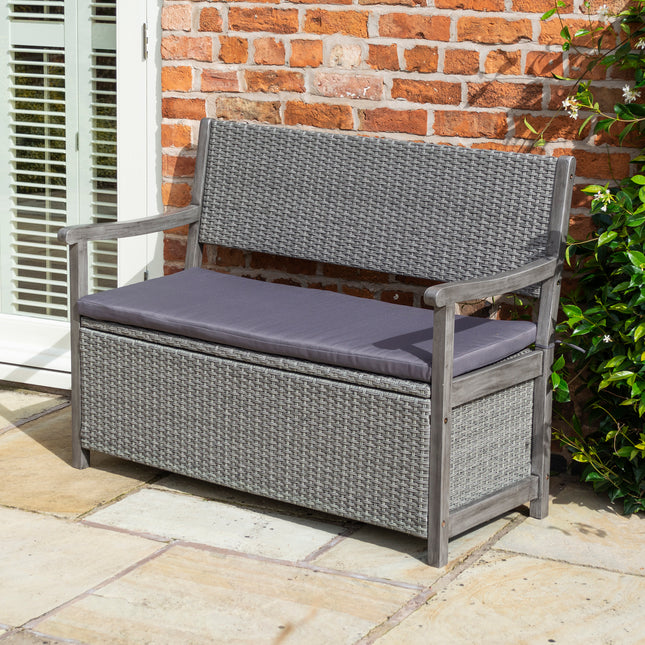150L Underseat Storage Two-Seater Bench in Contemporary Grey Wash