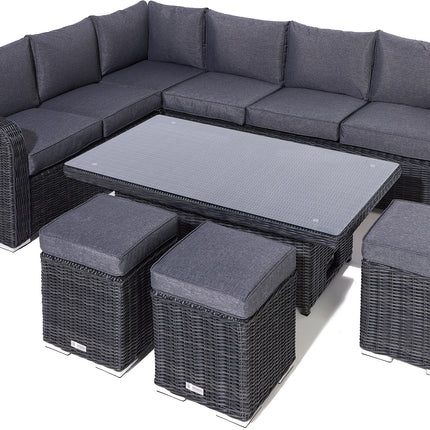 Convertible Height Adjustable Outdoor Rattan Effect 5-Piece Furniture Set in Light Grey