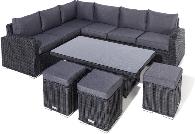 Convertible Height Adjustable Outdoor Rattan Effect 5-Piece Furniture Set in Light Grey