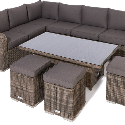 Convertible Height Adjustable Outdoor Rattan Effect 5-Piece Furniture Set in Natural Weave