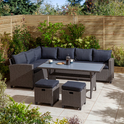 8-Piece Outdoor Rattan Effect Dining Set in Grey