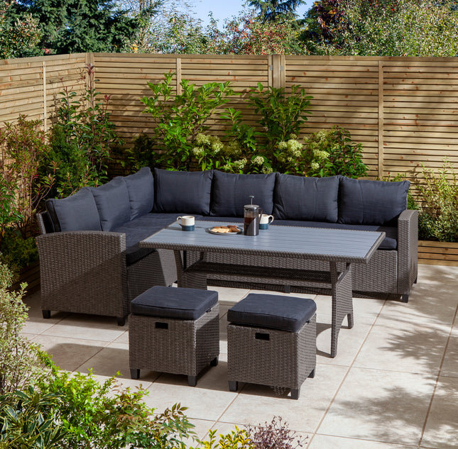 8-Piece Outdoor Rattan Effect Dining Set in Grey