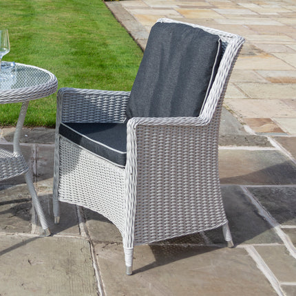 Outdoor Three-Piece Rattan Effect Furniture Set with Glass Top Table in Natural Grey