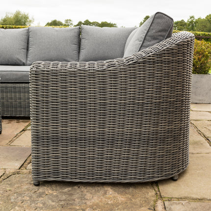 Outdoor Two-Piece Rattan Effect Furniture Set with Frosted Glass Top Table in Natural Grey