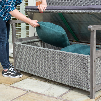 150L Underseat Storage Two-Seater Bench in Contemporary Grey Wash