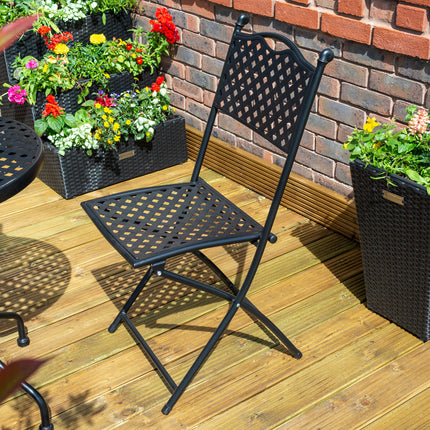 Outdoor Pressed Lattice Design 3-Piece Bistro Set with Matt Black Finish