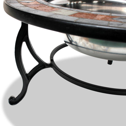 Centurion Supports Fireology LANIAKA Lavish Garden & Patio Heater Fire Pit Brazier, Coffee Table, Barbecue and Ice Bucket with Slate Tiles