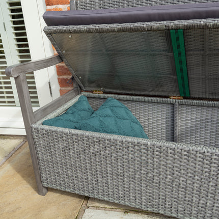 150L Underseat Storage Two-Seater Bench in Contemporary Grey Wash
