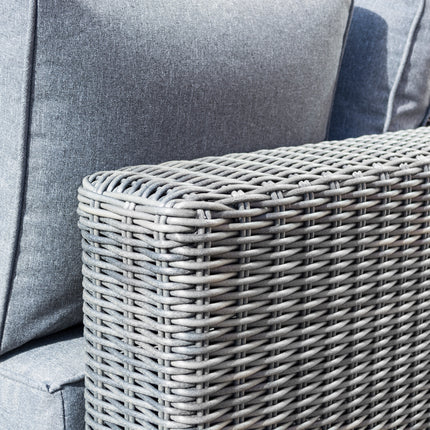 Outdoor Rattan Effect Weave 2-Piece Set with Cushions and Glass Table - Grey