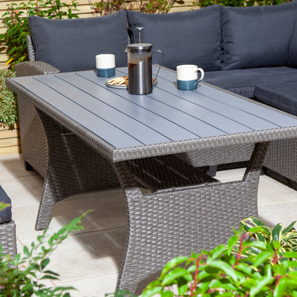 8-Piece Outdoor Rattan Effect Dining Set in Grey