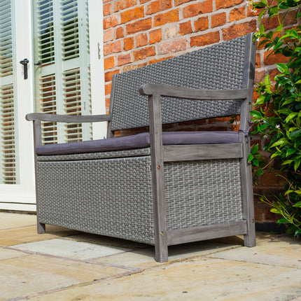 150L Underseat Storage Two-Seater Bench in Contemporary Grey Wash