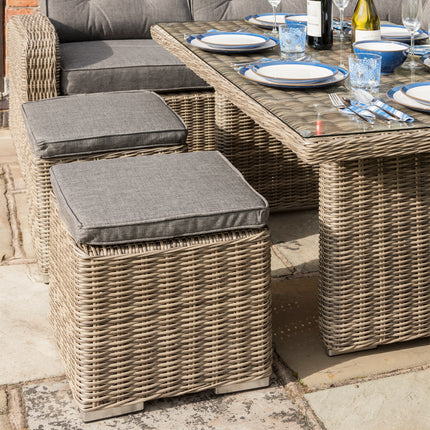 Convertible Height Adjustable Outdoor Rattan Effect 5-Piece Furniture Set in Natural Weave