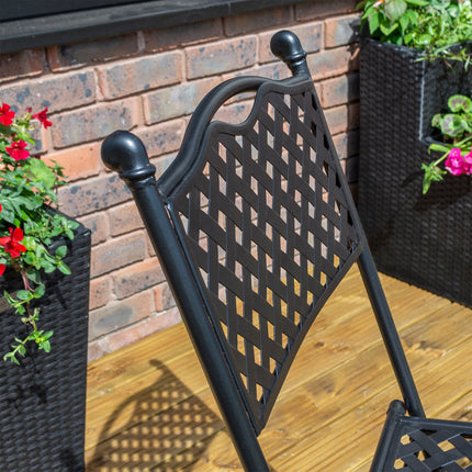 Outdoor Pressed Lattice Design 3-Piece Bistro Set with Matt Black Finish