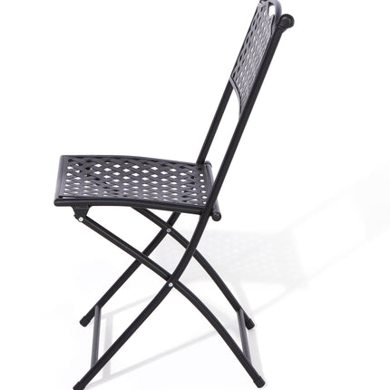Outdoor Pressed Lattice Design 3-Piece Bistro Set with Matt Black Finish