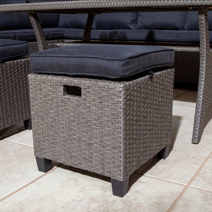 8-Piece Outdoor Rattan Effect Dining Set in Grey