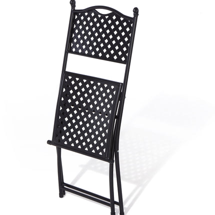 Outdoor Pressed Lattice Design 3-Piece Bistro Set with Matt Black Finish