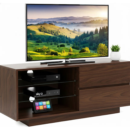 Centurion Supports GALLUS Walnut with 2-Walnut Drawers for 32"-55" LED/OLED/LCD TV Cabinet - FULLY ASSEMBLED