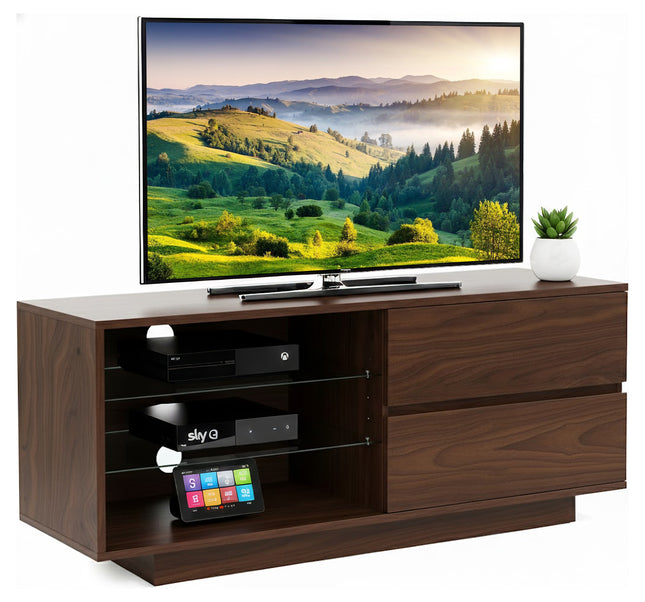 Centurion Supports GALLUS Walnut with 2-Walnut Drawers for 32"-55" LED/OLED/LCD TV Cabinet - FULLY ASSEMBLED