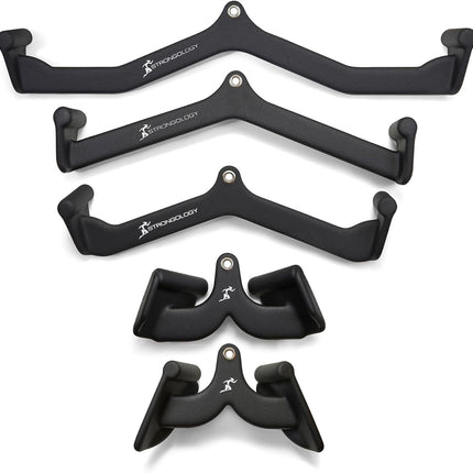 Strongology Lat Bar Pull Down Bar Attachments, Workout Accessory for Gym, Fitness, Cable Weightlifting Use, Strength Training Arms, Triceps, Back, Shoulders - Grade A