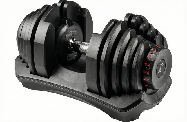 Strongology RELENTLESS40 Smart Adjustable Dumbbell Home Fitness Dumbbell from 5kg to 40kg Single Black Training Weights - Grade A