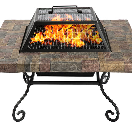 Centurion Supports Fireology MAPENZI Timeless Garden and Patio Heater Fire Pit Brazier and Barbecue with Eco-Stone Finish