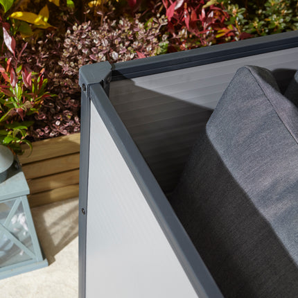 342 Litre Box Lift-up Lid Storage Container in Light Grey with Dark Grey Trim Organiser